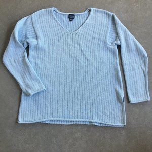 Eileen Fisher v-neck 100% cotton sweater light blue